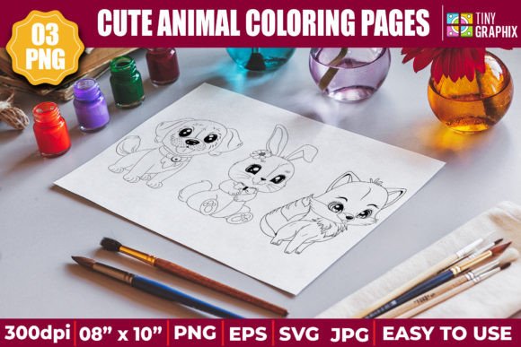 Download CUTE ANIMAL COLORING PAGES - Premium Bundle