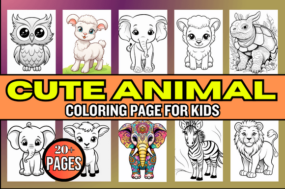 Download Cute Animal Coloring Page for Kids - Premium Bundle
