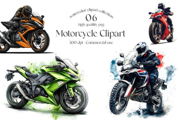 Download Motorcycle Clipart Set- 6 Sport Bike PNG - Motorcycle Collection