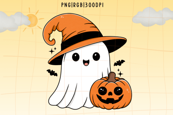 Download Cute Ghost Halloween Pumpkin Witch PNG - Premium Resources