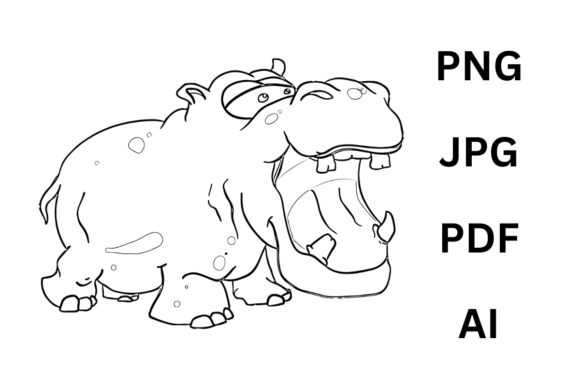 Download Hippo Animal Coloring Page for Kids - Premium Resources