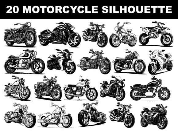Download 20 Motorcycle Silhouette Bundle - Motorcycle Collection