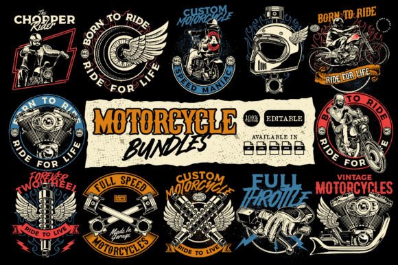 Download Vintage Motorcycle Illustration Pack - Motorcycle Collection